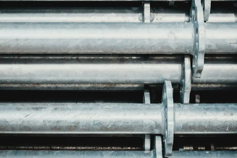 Stacked galvanised steel tubes