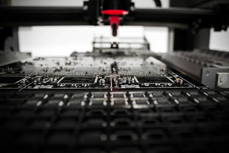 Automated machine head working over panels of circuit boards